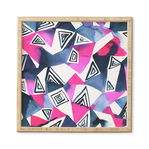 Amy Sia Geo Triangle Pink Navy Framed Wall Art