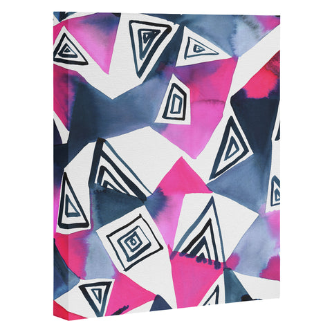 Amy Sia Geo Triangle Pink Navy Art Canvas