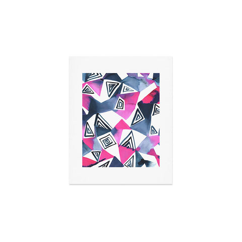 Amy Sia Geo Triangle Pink Navy Art Print