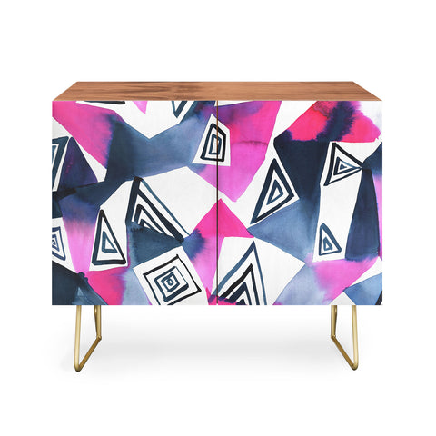 Amy Sia Geo Triangle Pink Navy Credenza