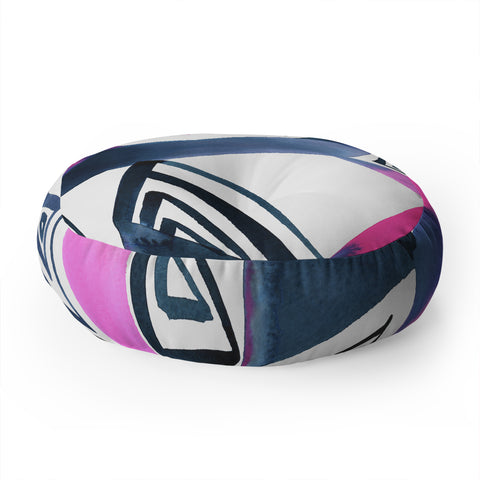 Amy Sia Geo Triangle Pink Navy Floor Pillow Round