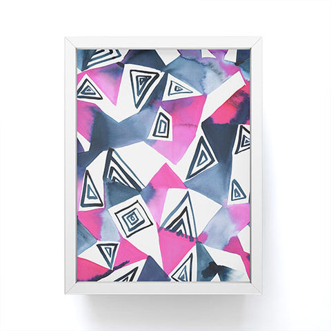 Amy Sia Geo Triangle Pink Navy Framed Mini Art Print