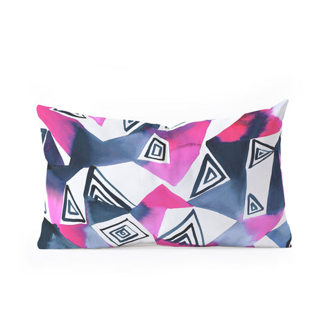 Amy Sia Geo Triangle Pink Navy Oblong Throw Pillow