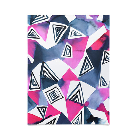 Amy Sia Geo Triangle Pink Navy Poster