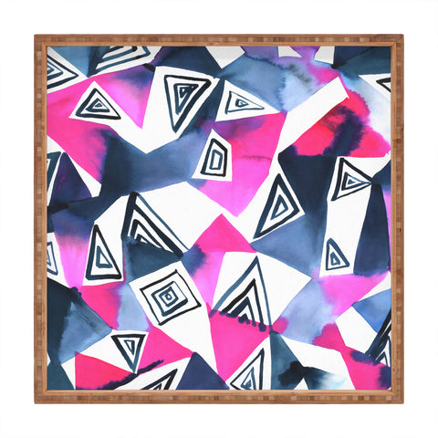 Amy Sia Geo Triangle Pink Navy Square Tray
