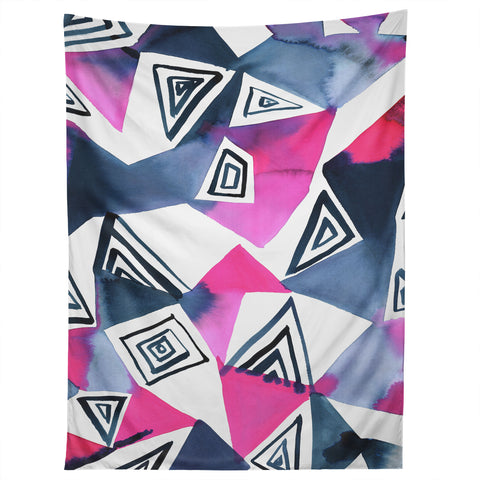 Amy Sia Geo Triangle Pink Navy Tapestry