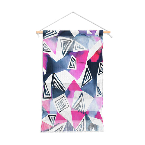 Amy Sia Geo Triangle Pink Navy Wall Hanging Portrait