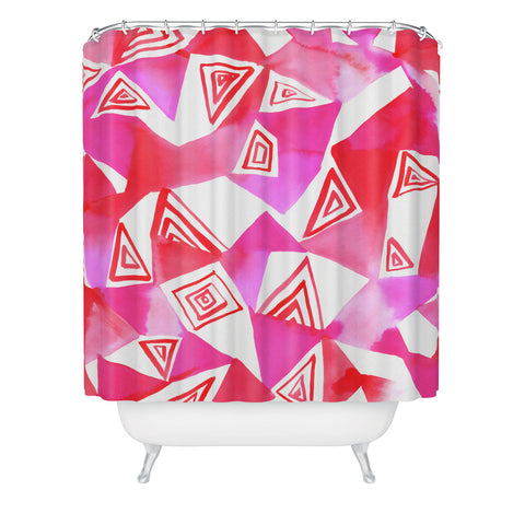 Amy Sia Geo Triangle Pink Shower Curtain