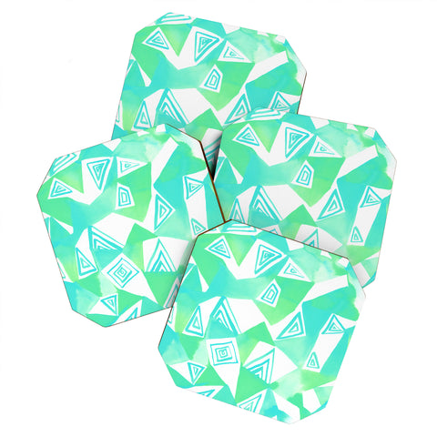 Amy Sia Geo Triangle Sea Green Coaster Set