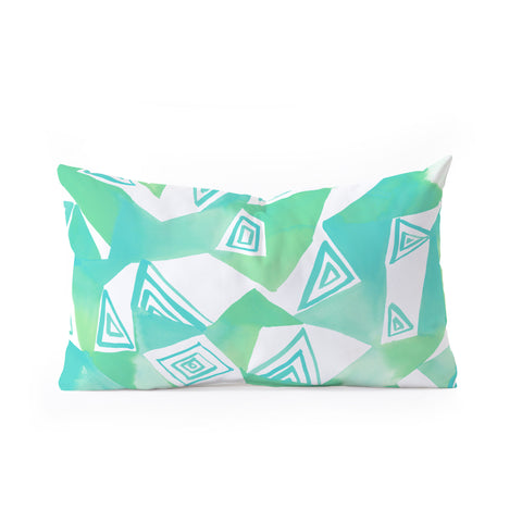 Amy Sia Geo Triangle Sea Green Oblong Throw Pillow