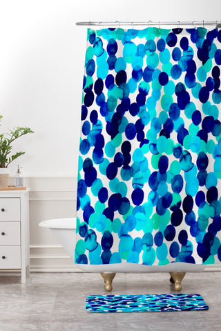 Amy Sia Gracie Spot Blue Shower Curtain And Mat