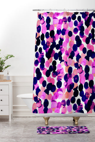 Amy Sia Gracie Spot Pink Shower Curtain And Mat