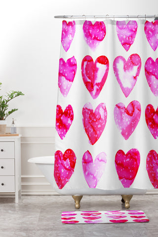 Amy Sia Heart Speckle Shower Curtain And Mat