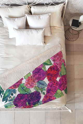 Amy Sia Hydrangea Pink Fleece Throw Blanket