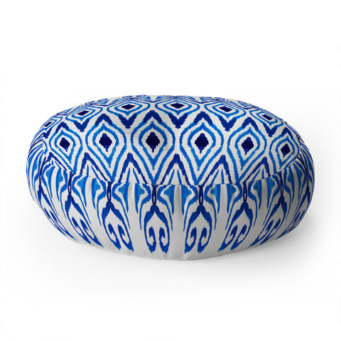 Amy Sia Ikat Blue Floor Pillow Round