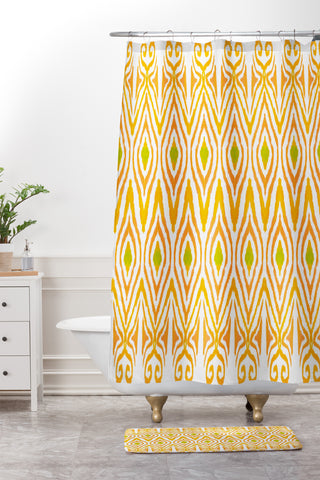 Amy Sia Ikat Tangerine Shower Curtain And Mat
