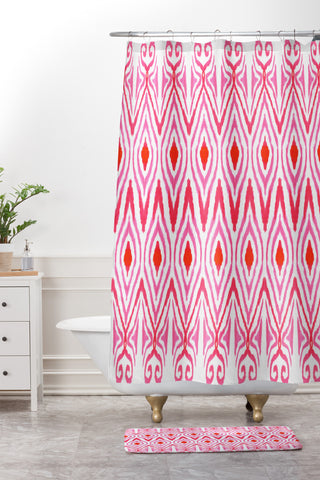 Amy Sia Ikat Watermelon Shower Curtain And Mat