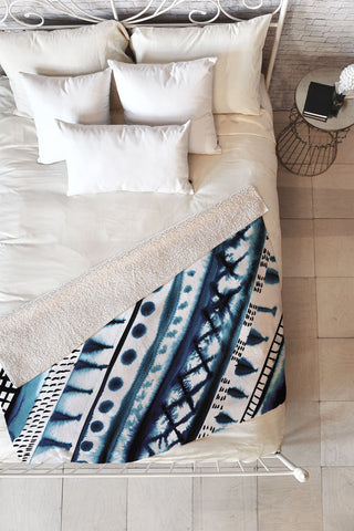 Amy Sia Indigo Stripe Fleece Throw Blanket