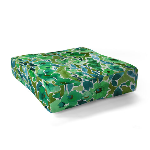 Amy Sia Isla Floral Green Floor Pillow Square