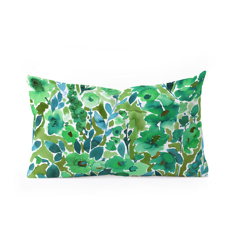 Amy Sia Isla Floral Green Oblong Throw Pillow
