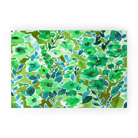 Amy Sia Isla Floral Green Welcome Mat