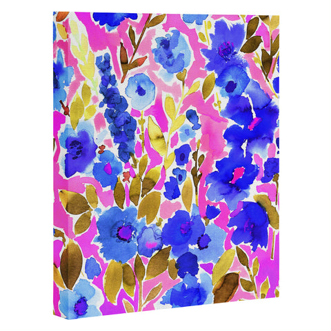 Amy Sia Isla Floral Pink Blue Art Canvas