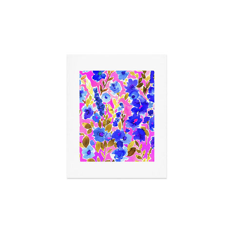 Amy Sia Isla Floral Pink Blue Art Print