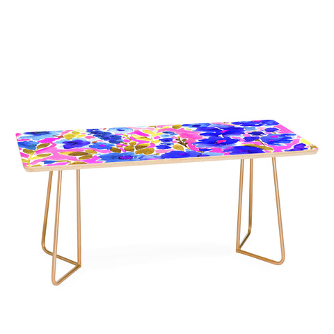 Amy Sia Isla Floral Pink Blue Coffee Table