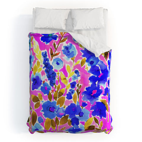 Amy Sia Isla Floral Pink Blue Comforter