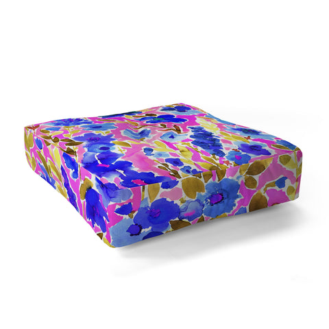 Amy Sia Isla Floral Pink Blue Floor Pillow Square