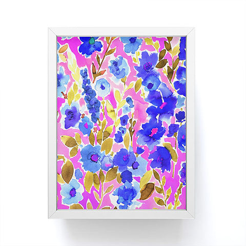 Amy Sia Isla Floral Pink Blue Framed Mini Art Print