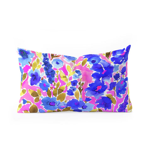 Amy Sia Isla Floral Pink Blue Oblong Throw Pillow