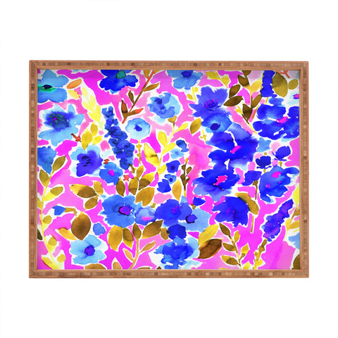 Amy Sia Isla Floral Pink Blue Rectangular Tray