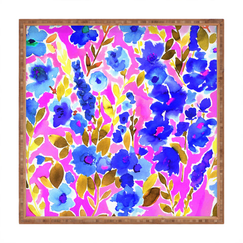 Amy Sia Isla Floral Pink Blue Square Tray