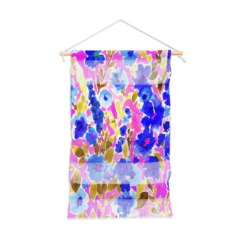 Amy Sia Isla Floral Pink Blue Wall Hanging Portrait