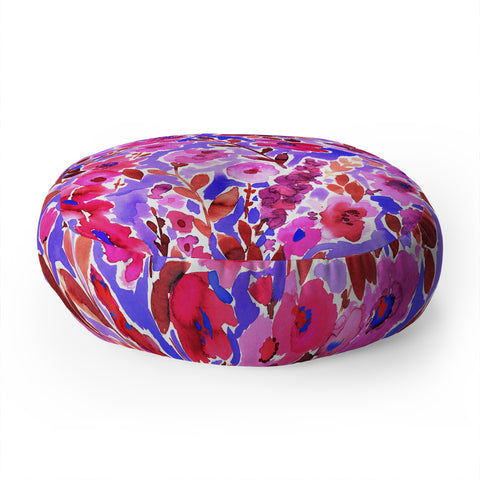 Amy Sia Isla Floral Purple Floor Pillow Round