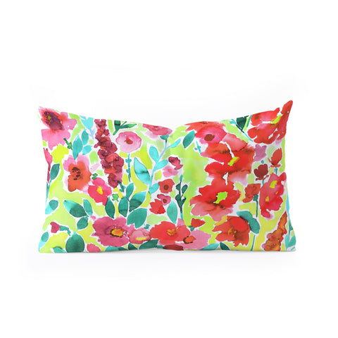 Amy Sia Isla Floral Yellow Oblong Throw Pillow