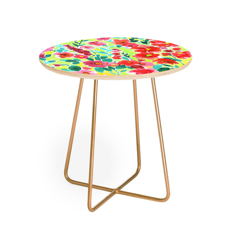 Amy Sia Isla Floral Yellow Round Side Table