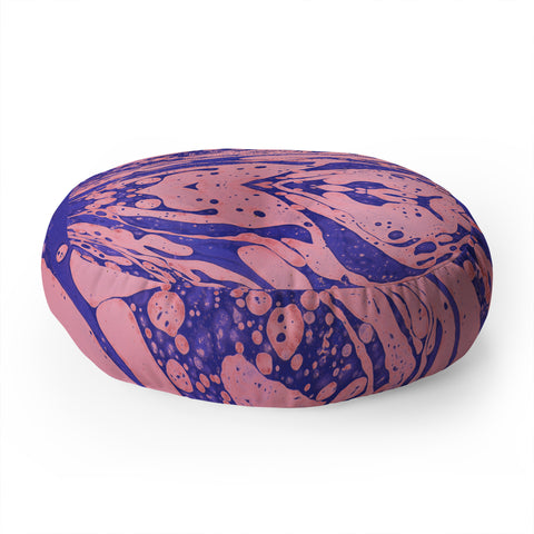 Amy Sia Marble Blue Pink Floor Pillow Round