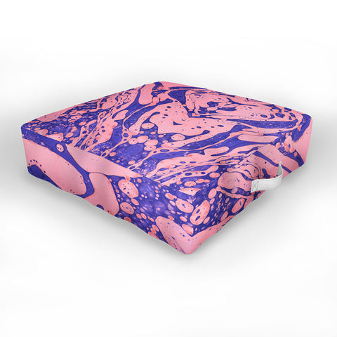 Amy Sia Marble Blue Pink Outdoor Floor Cushion