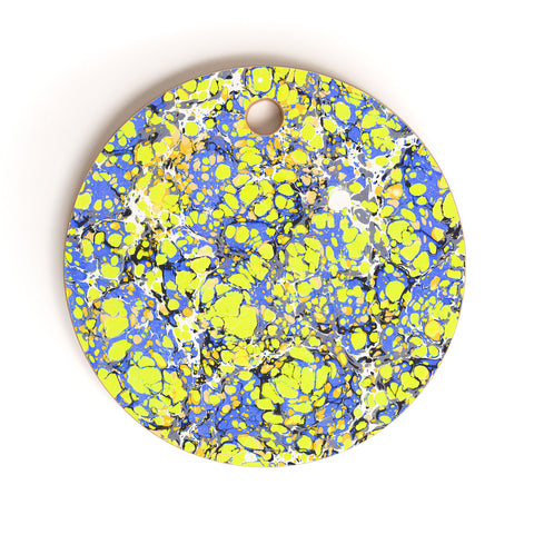 Amy Sia Marble Bubble Blue Yellow Cutting Board Round