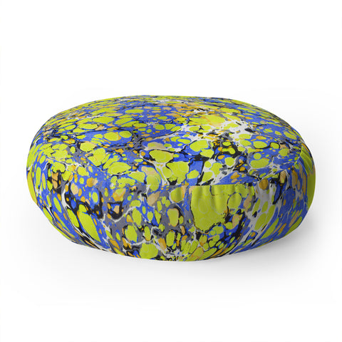 Amy Sia Marble Bubble Blue Yellow Floor Pillow Round