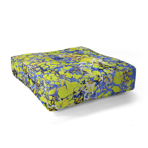 Amy Sia Marble Bubble Blue Yellow Floor Pillow Square
