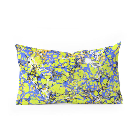 Amy Sia Marble Bubble Blue Yellow Oblong Throw Pillow