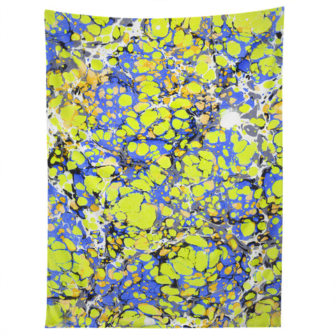 Amy Sia Marble Bubble Blue Yellow Tapestry