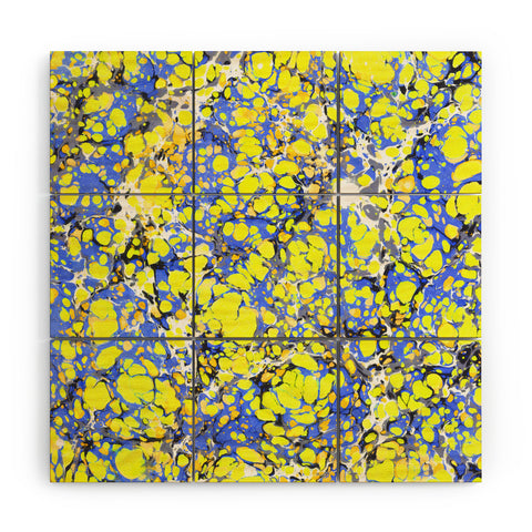 Amy Sia Marble Bubble Blue Yellow Wood Wall Mural