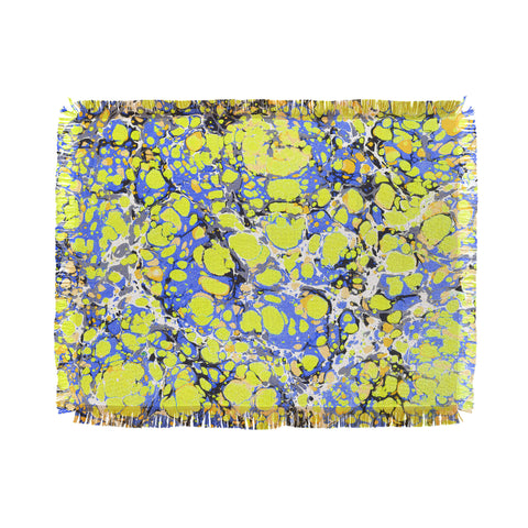 Amy Sia Marble Bubble Blue Yellow Throw Blanket