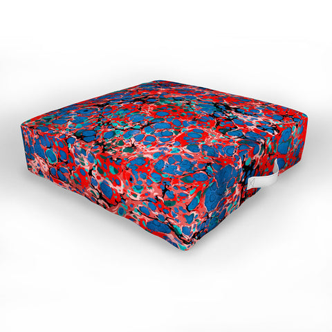 Amy Sia Marble Bubble Red Outdoor Floor Cushion