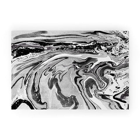 Amy Sia Marble Monochrome Black Welcome Mat