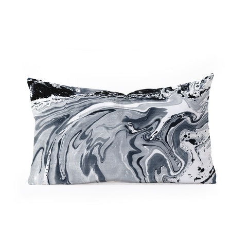 Amy Sia Marble Navy Oblong Throw Pillow